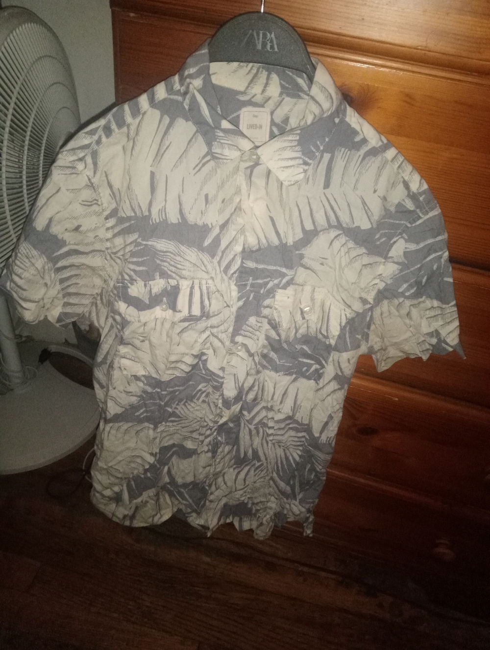 GAP Short-Sleeve Tropical Button-Down Shirt - Blue & Cream